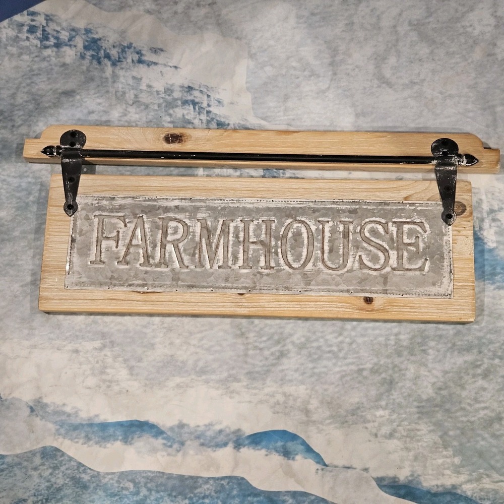 Farmhouse Wood Wall Decor Sign Rustic Sliding Barn Door Style‎ 25"